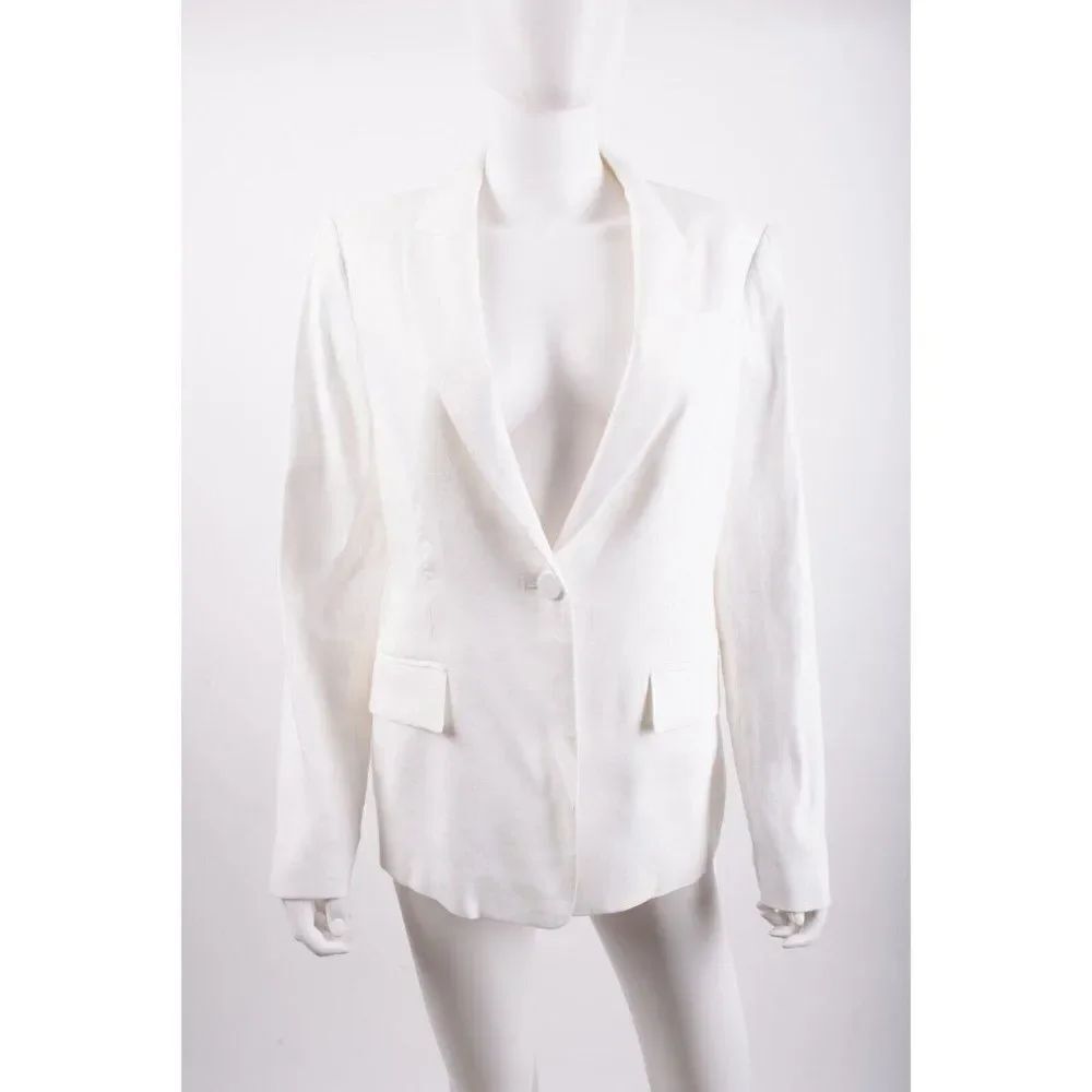 Milly Womans Avery Suit Coat Jacket Blazer Size 6 White Linen Blend NWT